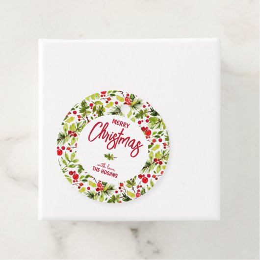Weihnachtsgrün Beeren Feiertag Geschenkanhänger (Beispiel)