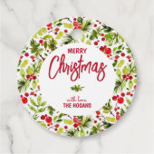Weihnachtsgrün Beeren Feiertag Geschenkanhänger (Vorderseite)