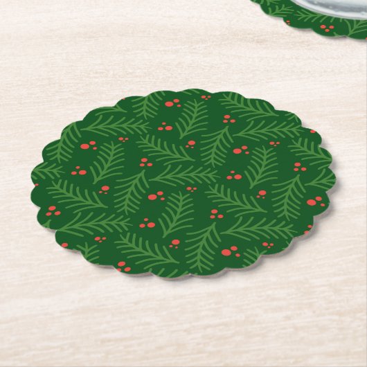 Weihnachtsgrün Beeren Festliche Feierparty Untersetzer (angewinkelt)