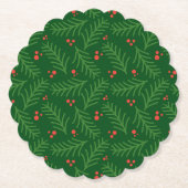 Weihnachtsgrün Beeren Festliche Feierparty Untersetzer (Vorderseite)