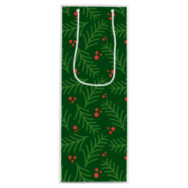 Weihnachtsgrün Beeren Kunsthandwerk Modernes Fest Geschenktüte Für Weinflaschen