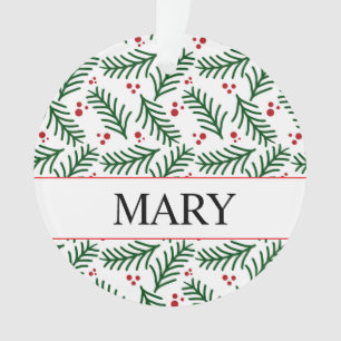 Weihnachtsgrün Beeren NAME Moderne Feiertage Ornament