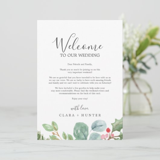 Weihnachtsgrün Begrüßungsschreiben & Reisereien (Stehend Vorderseite)