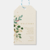 Weihnachtsgrün | Begrüßungstags für Creme Geschenkanhänger (Vorderseite)