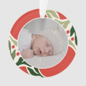 Weihnachtsgrün Berries Behalten Ornament (Vorderseite)