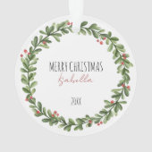 Weihnachtsgrün Berries Foto Ornament (Rückseite)