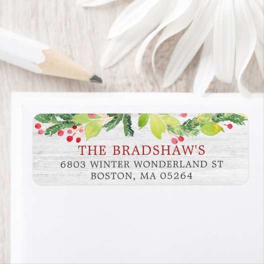 Weihnachtsgrün Berries Rücksendeadresse (Insitu)