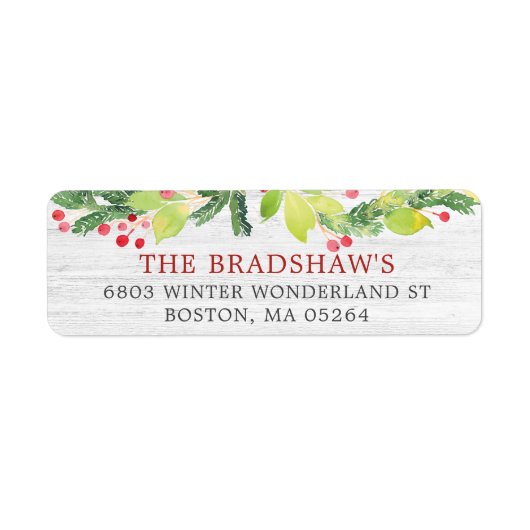 Weihnachtsgrün Berries Rücksendeadresse (Vorne)