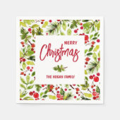 Weihnachtsgrün Berries Urlaub Serviette (Vorderseite)