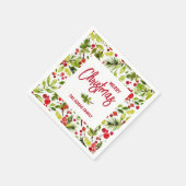 Weihnachtsgrün Berries Urlaub Serviette (Ecke)