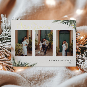 Weihnachtsgrün Berry Frame Foto Collage Folien Feiertagskarte