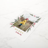 Weihnachtsgrün Berry Frame Foto Folien Feiertagskarte (Gedreht)