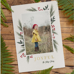 Weihnachtsgrün Berry Frame Foto Folien Feiertagskarte