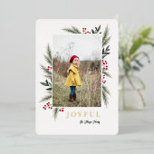 Weihnachtsgrün Berry Frame Foto Folien Feiertagskarte (Stehend vorne)