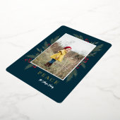 Weihnachtsgrün Berry Frame Foto Folien Feiertagskarte (Gedreht)