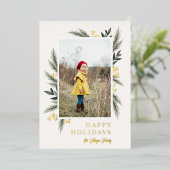 Weihnachtsgrün Berry Frame Foto Folien Feiertagskarte (Stehend vorne)