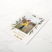 Weihnachtsgrün Berry Frame Foto Folien Feiertagskarte (Gedreht)