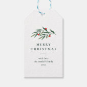 Weihnachtsgrün Blätter Minimal Typografie White Geschenkanhänger (Vorderseite)