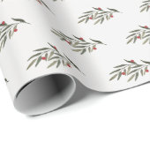 Weihnachtsgrün-Blätter und Roter Berry Geschenkpapier (Rolleneckpunkt)
