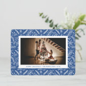 Weihnachtsgrün (blau) Horizontales Foto Feiertagskarte (Stehend Vorderseite)