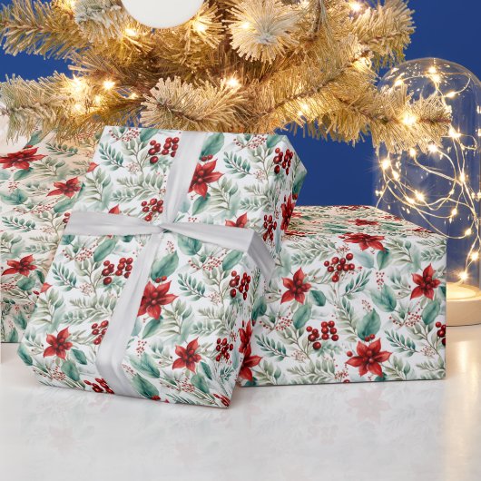Weihnachtsgrün-Blume Poinsettie  Geschenkpapier (Feiertage)