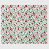 Weihnachtsgrün-Blume Poinsettie Geschenkpapier (Flach)