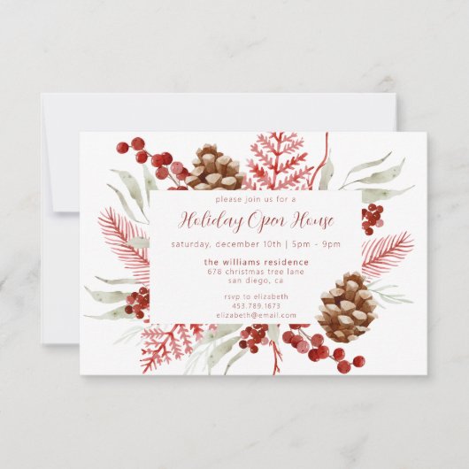 Weihnachtsgrün Blumenhaus Offenes Haus Einladung (Vorderseite)