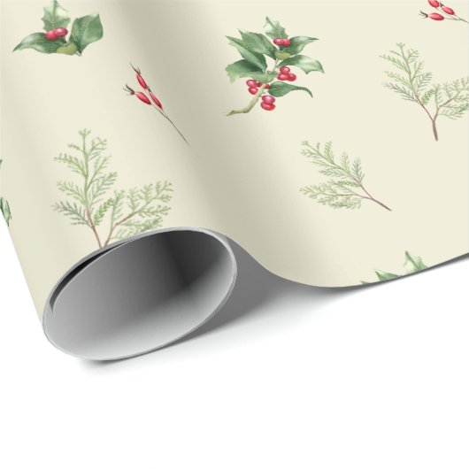 Weihnachtsgrün, botanisch geschenkpapier (Rolleneckpunkt)