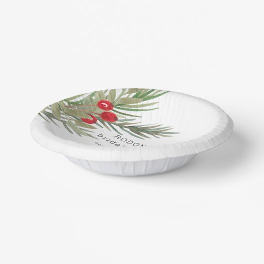 Weihnachtsgrün Brautparty Pappteller (Gewinkelt)