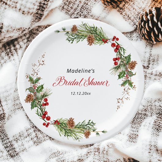 Weihnachtsgrün-Brautparty Pappteller