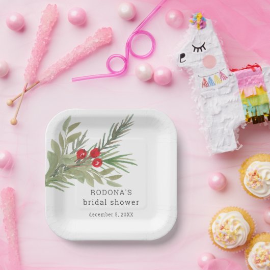 Weihnachtsgrün Brautparty Pappteller (Party)