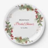 Weihnachtsgrün-Brautparty Pappteller (Vorderseite)