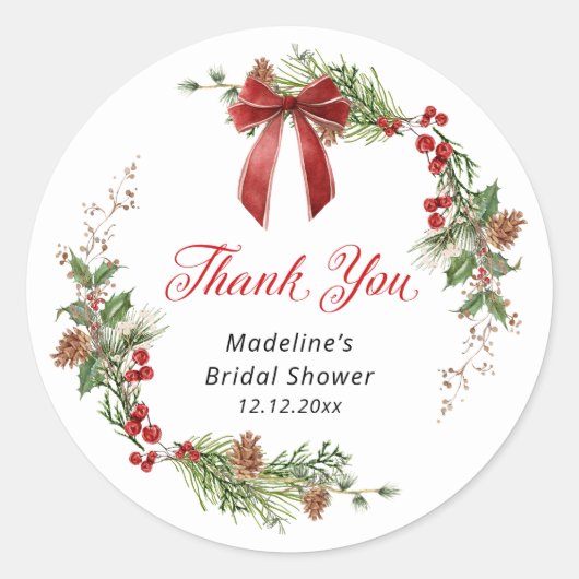 Weihnachtsgrün Brautparty zur Verlobung Runder Aufkleber (Vorderseite)