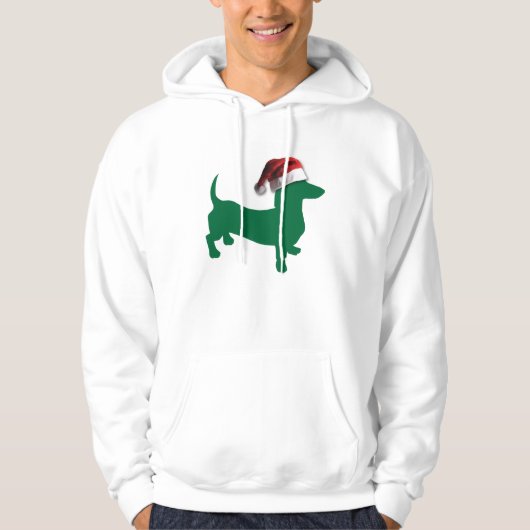Weihnachtsgrün-Dackel Hoodie (Vorderseite)