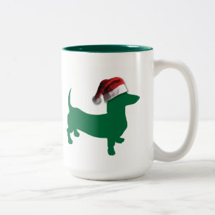 Weihnachtsgrün-Dackel Zweifarbige Tasse