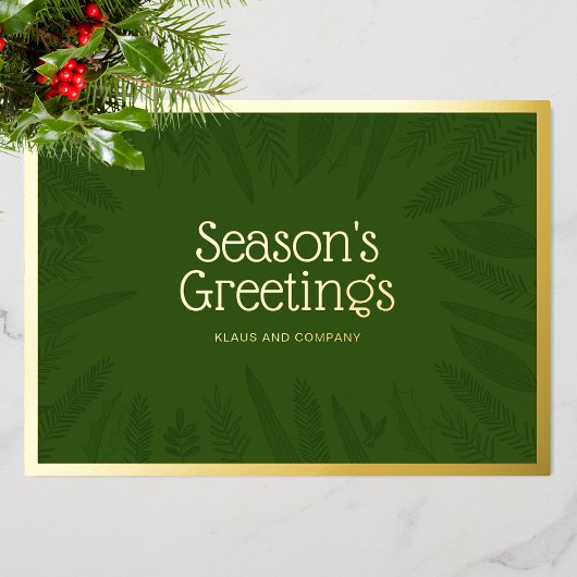 Weihnachtsgrün der Saison Unternehmen Folien Feiertagskarte