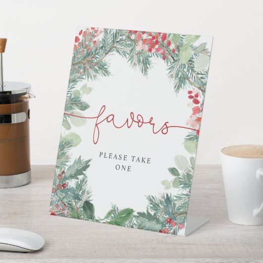 Weihnachtsgrün-Duschfavoriten Sockelschild (In SItu)