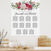 Weihnachtsgrün Elegant 11-Tisch-Seating Chart Poster (Küche)