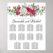 Weihnachtsgrün Elegant 11-Tisch-Seating Chart Poster (Vorne)