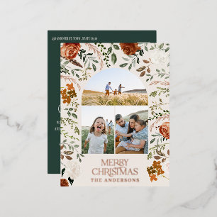 Weihnachtsgrün, elegant 3 Foto Folien Feiertagspostkarte