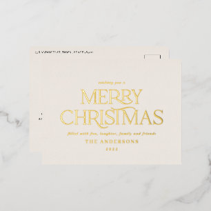 Weihnachtsgrün elegant minimale moderne Typografie Folien Feiertagspostkarte
