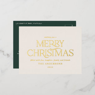 Weihnachtsgrün elegant minimale moderne Typografie Folien Feiertagspostkarte