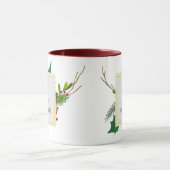 Weihnachtsgrün Elegant Rotes Monogramm Maroon Tasse (Zentrum)