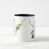 Weihnachtsgrün Elegant Rotes Monogramm Schwarz Tasse (Zentrum)
