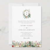 Weihnachtsgrün Elegante Hochzeit Einladung (Vorderseite)