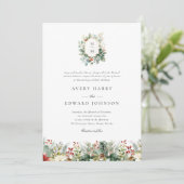 Weihnachtsgrün Elegante Hochzeit Einladung (Stehend Vorderseite)