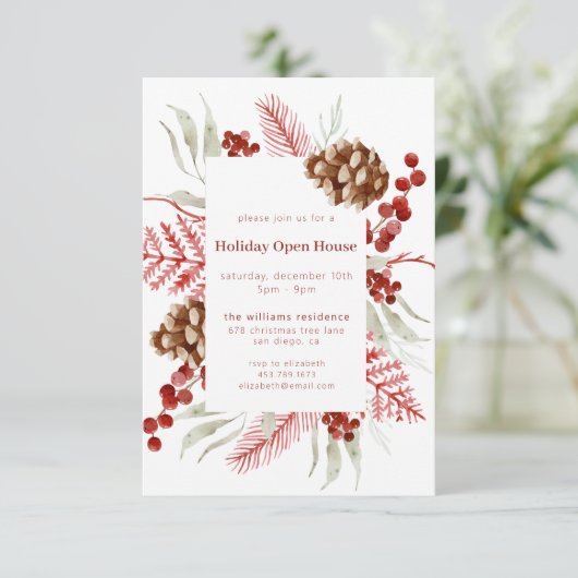 Weihnachtsgrün Elegantes Holiday Open House Einladung (Stehend Vorderseite)