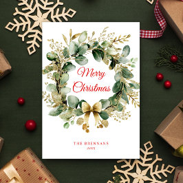 Weihnachtsgrün Eucalyptus Elegant Feiertagskarte