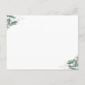 Weihnachtsgrün-Feiertage-Geburtsankündigung Postkarte (Rückseite)