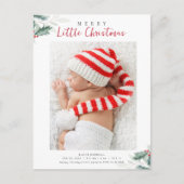 Weihnachtsgrün-Feiertage-Geburtsankündigung Postkarte (Vorderseite)